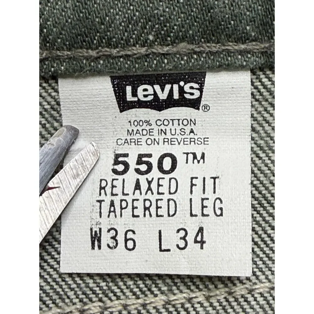 Vintage Levi's 550 Relaxed Fit Tapered Leg Jeans Men's 36x31.5 Green USA 90s‎